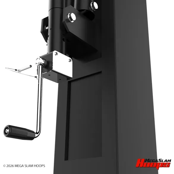 Crank height-adjustment mechanism on a Mega Slam basketball hoop pole